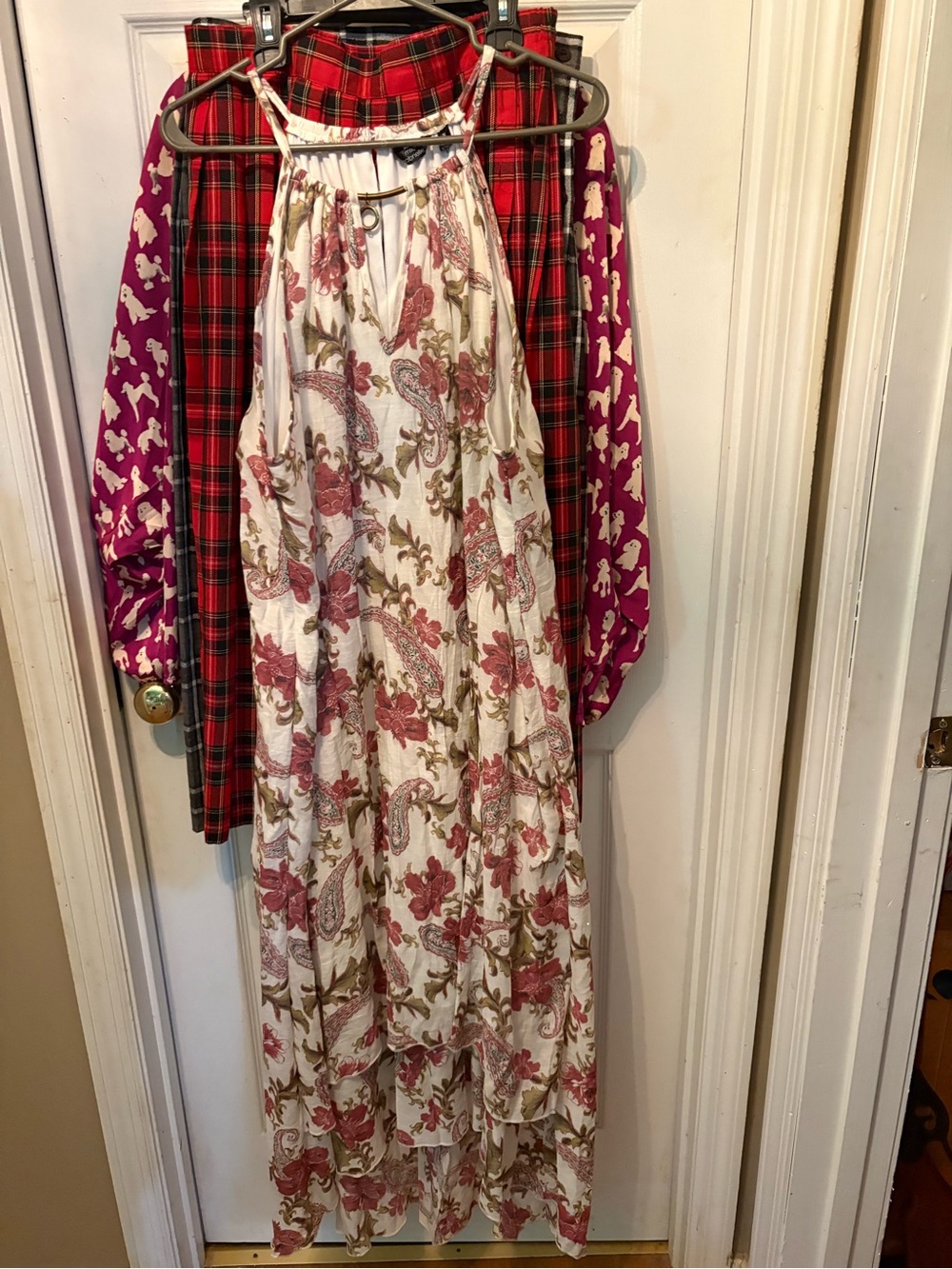 Ambrielle White Maxi Dress with Pink Floral Paisley Print